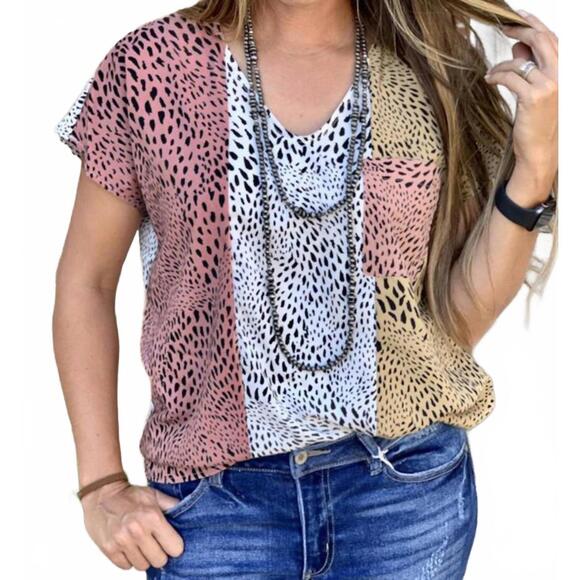 NEW BLANK color block printed blouse - plus in multi - Picture 2 of 3